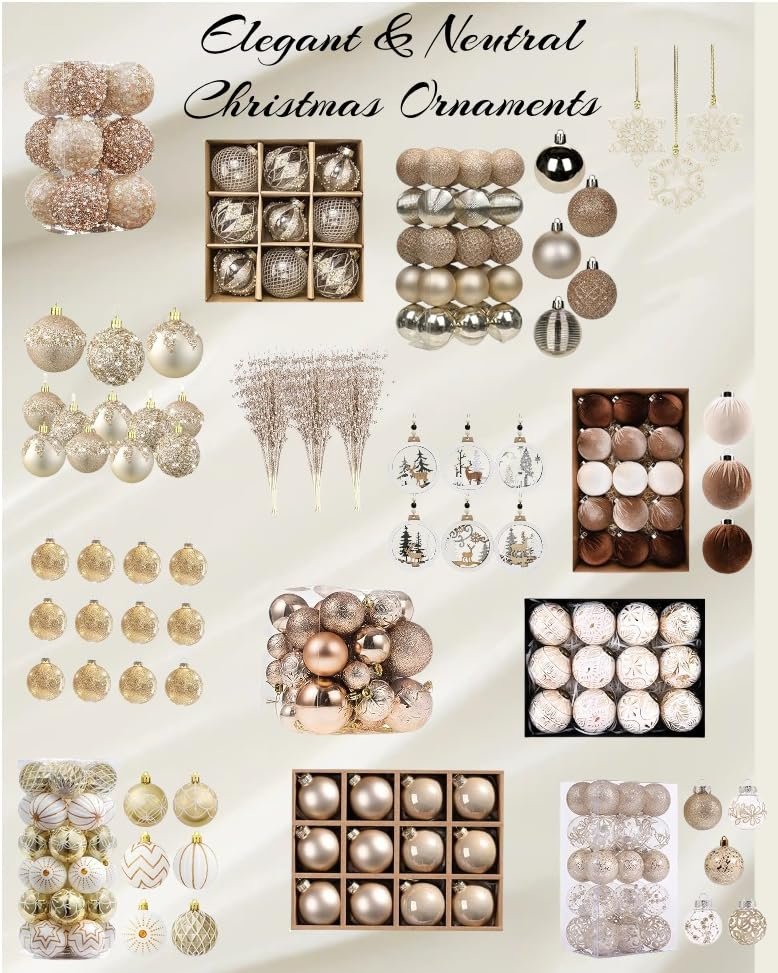 aesthetic elegant and neutral christmas ornaments