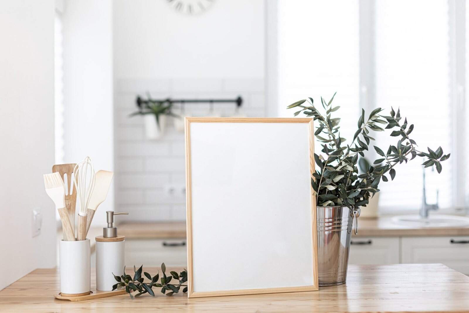 10 Kitchen Counter Decor Ideas 2 a picture frame with a picture frame and a plant in a potted potted