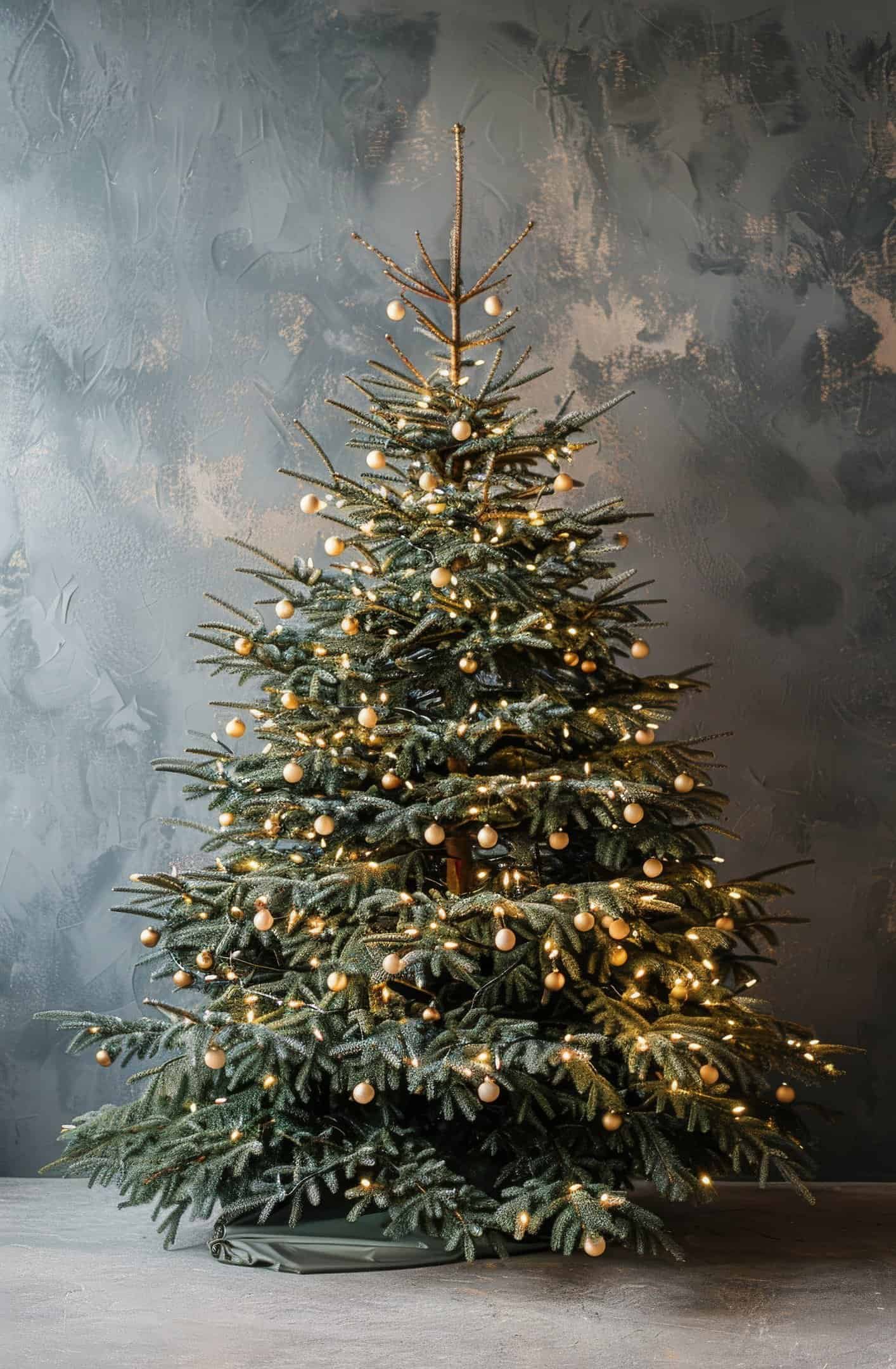 10 Modern Christmas Tree Decor Ideas 6 a christmas tree with gold ornaments and a christmas tree
