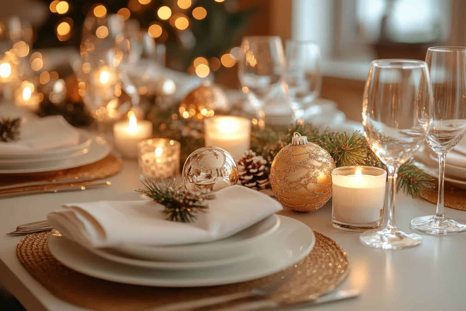 a table setting with candles