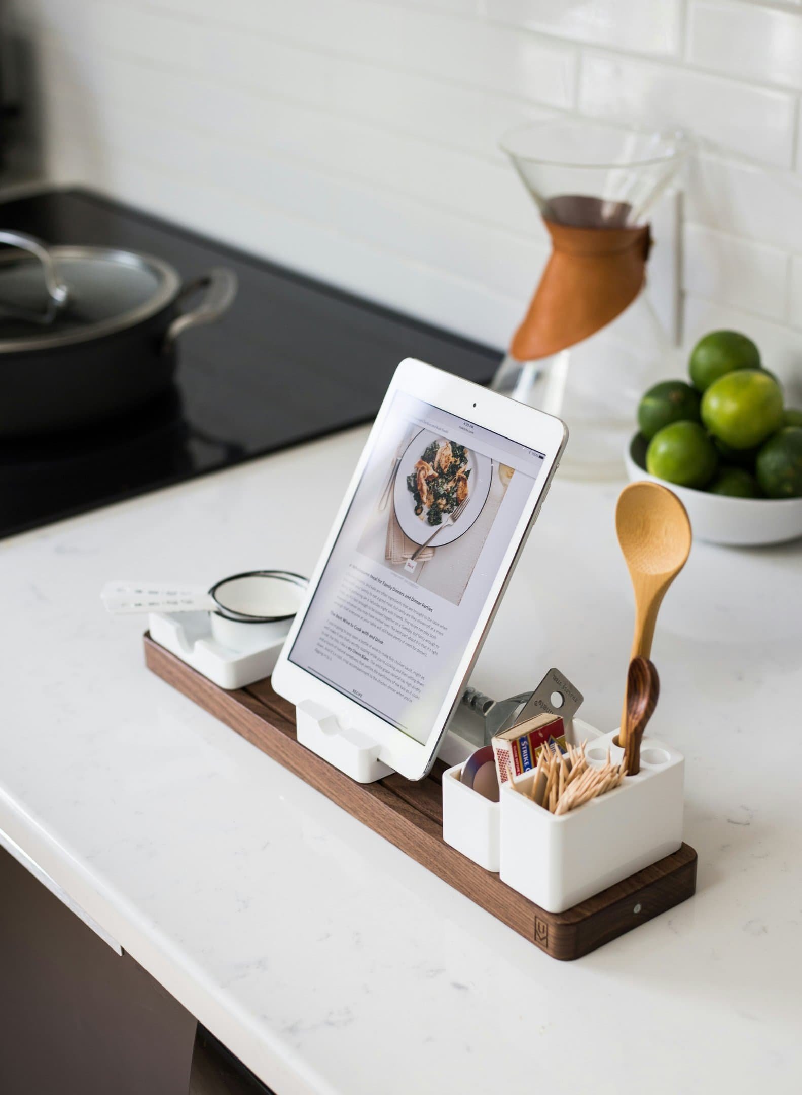 10 Kitchen Counter Decor Ideas 5 a tablet computer sitting on a counter top