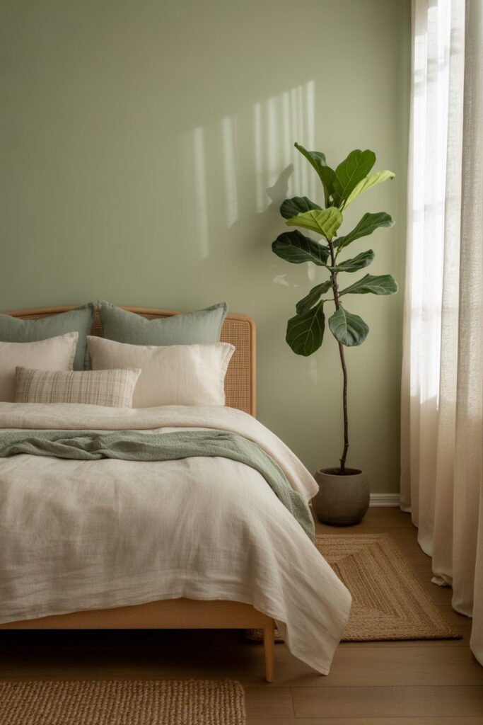 aesthetic sage green bedroom decor