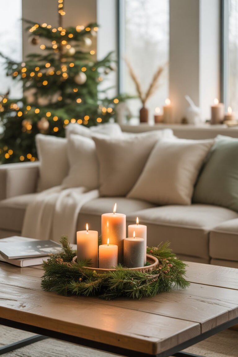 aesthetic neutral christmas decor idea