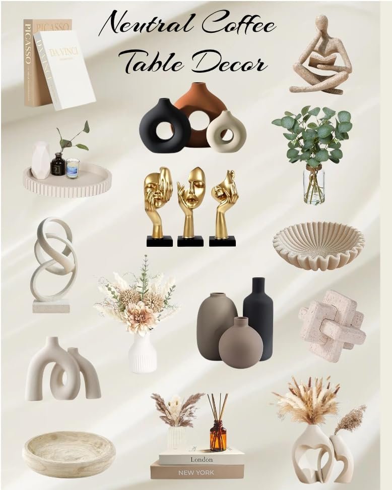 aesthetic and neutral coffee table decor